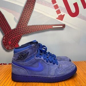 Nike Air Jordan 1 Retro 2018 Blue Suede Womens Size 7.5 Used RARE